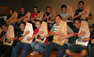 Students use Evoharps and Sparrowharps in Evo's Music Week.